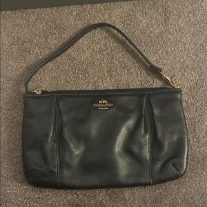 Coach Black Leather Convertible Handbag/Wristlet